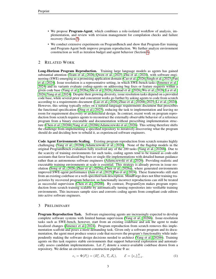 Page 3 of ProgramGym: Scaling Training Environments for Long-Horizon Program Reproduction Agents