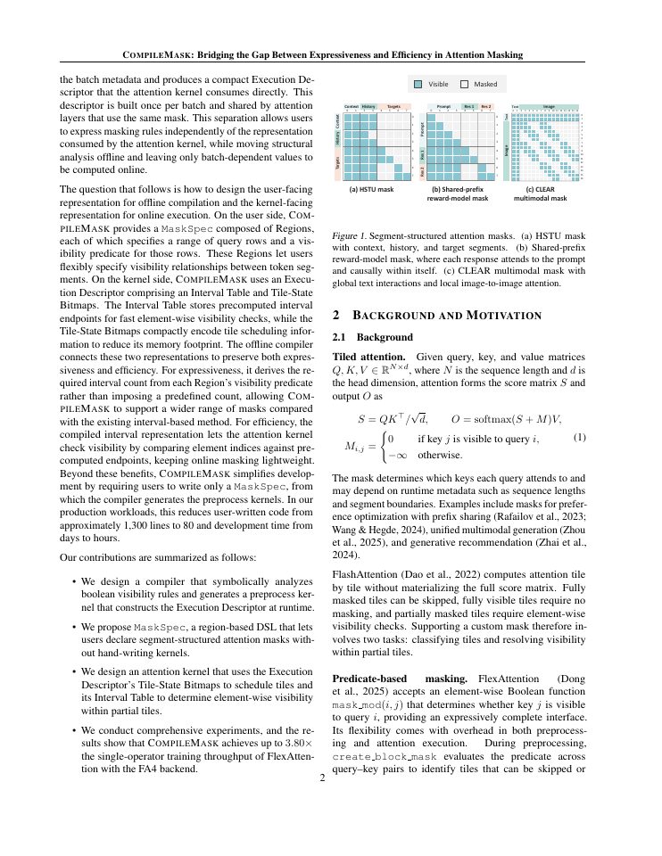 Page 2 of CompileMask: Bridging the Gap Between Expressiveness and Efficiency in Attention Masking