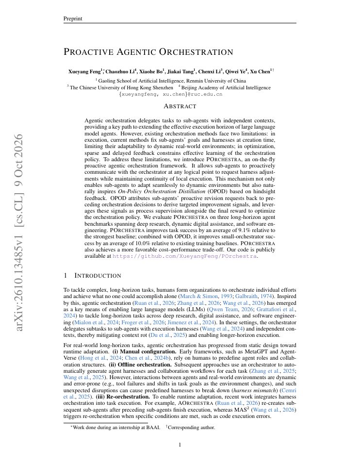 First page of Proactive Agentic Orchestration