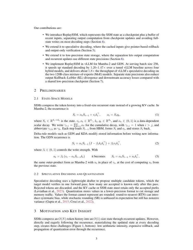 Page 3 of ReplaySSM: Cache SSM Inputs, Not State