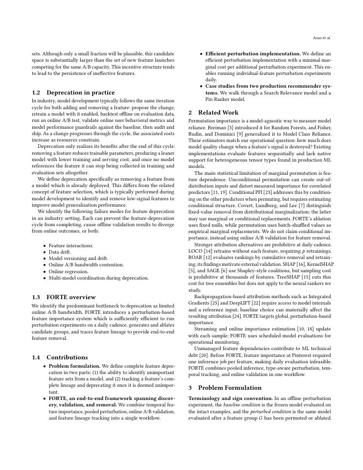 Page 2 of FORTE: A Production Framework for Feature Evaluation and Deprecation in Industrial Recommender Systems