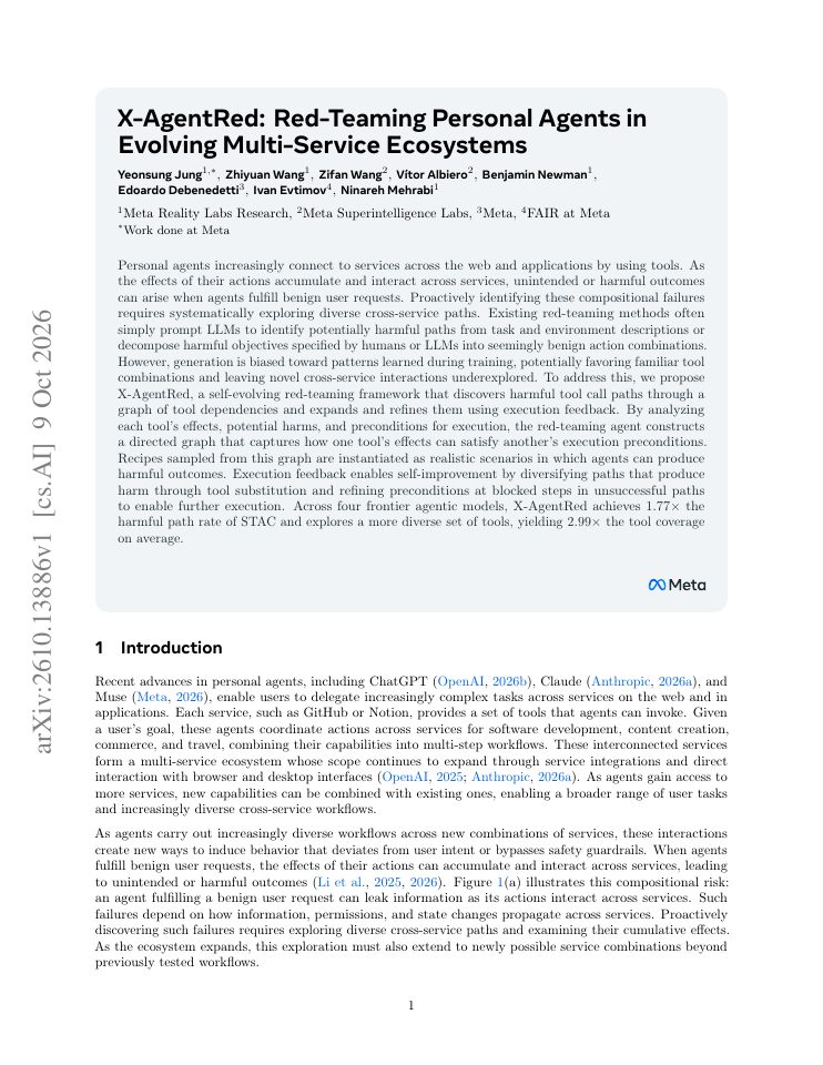 First page of X-AgentRed: Red-Teaming Personal Agents in Evolving Multi-Service Ecosystems