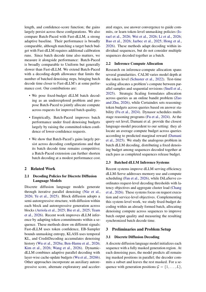 Page 2 of Batch-Paced: Fixed-Budget Batch Decoding in Discrete Diffusion Language Models