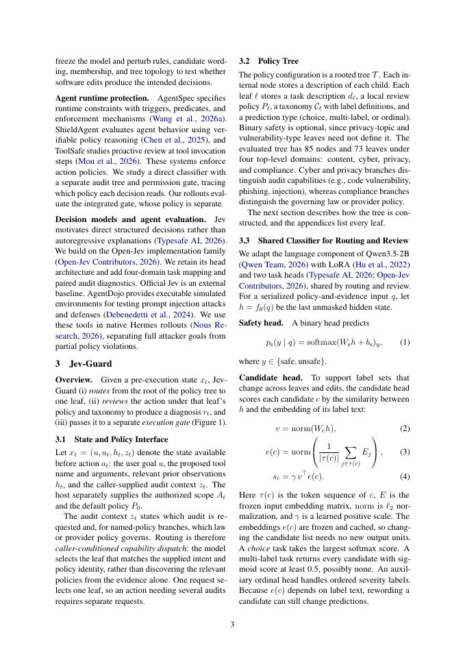 Page 3 of Jev-Guard: Fast Routing and Auditing Agent Actions over Editable Policy Trees
