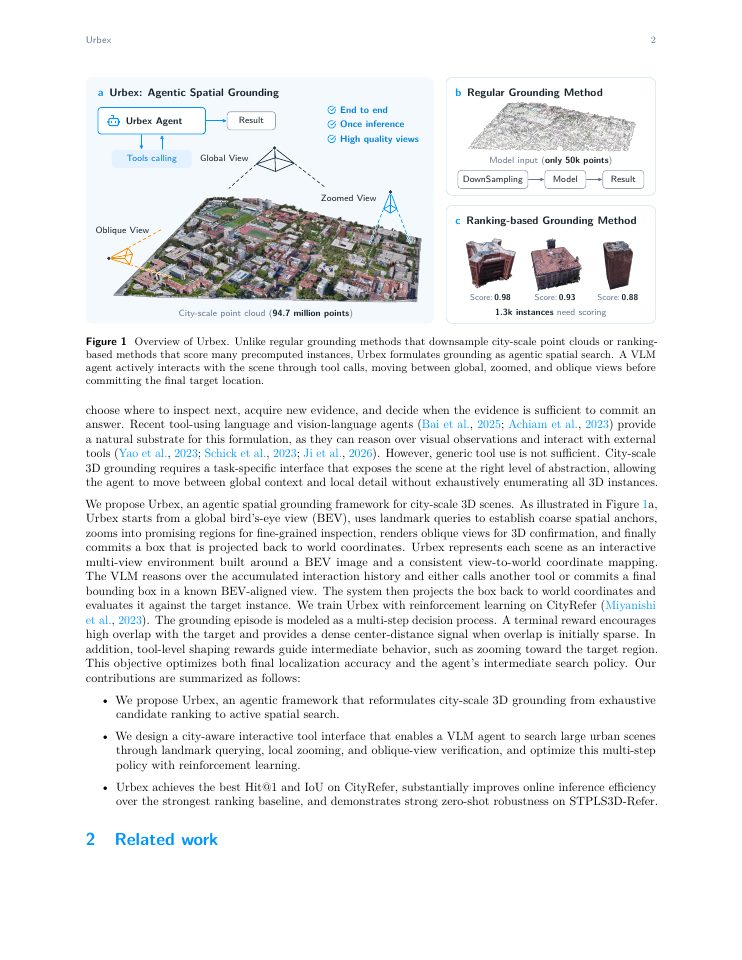 Page 2 of Urbex: Agentic Spatial Grounding for City-Scale 3D Scenes
