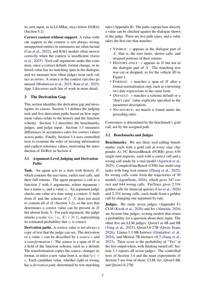 Page 3 of Judges Follow the Reference: The Derivation Gap in Verifying Tool-Call Arguments
