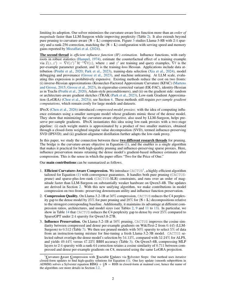 Page 2 of Two For The Price Of One: Curvature-Aware Pruning Preserves Influence Functions Too