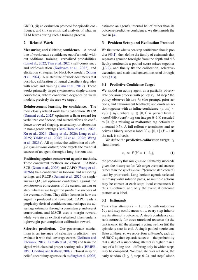 Page 2 of Can an Agent Learn to Predict Its Own Failure? Outcome-Grounded Confidence Calibration in LLM Agents