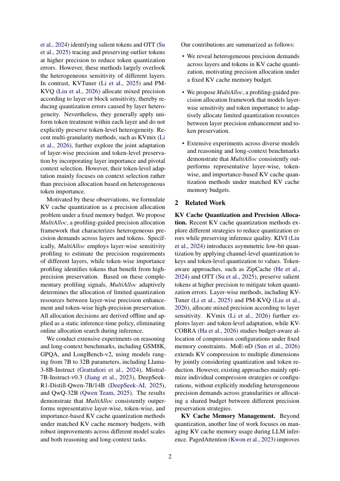 Page 2 of MultiAlloc: Budget-Aware Precision Allocation for KV Cache Quantization