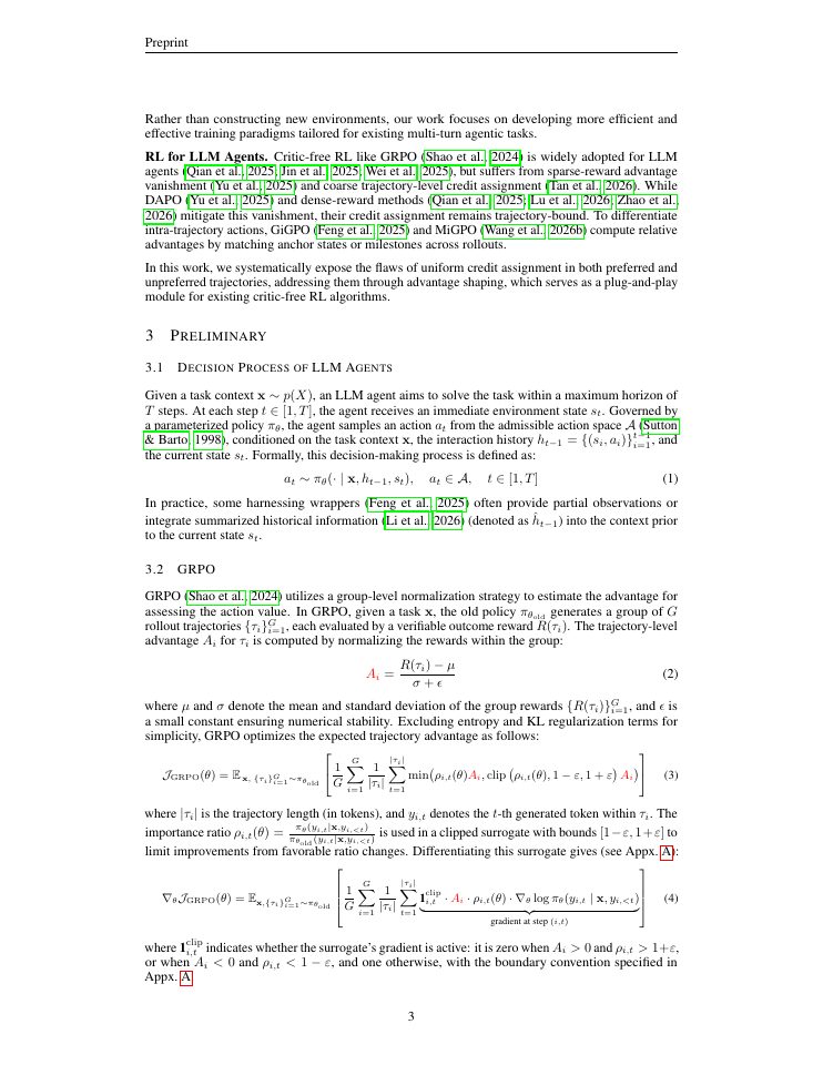 Page 3 of ProAS: A Progress-Aware Advantage Shaping Framework for Multi-Turn Agentic Reinforcement Learning