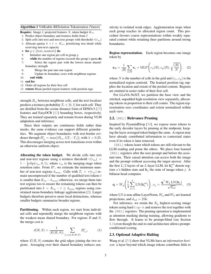Page 3 of Just Respect the Semantics: Image-Token Compression via Pre-LLM Semantic Variable-Resolution Tokenization and In-LLM Relevance Pruning