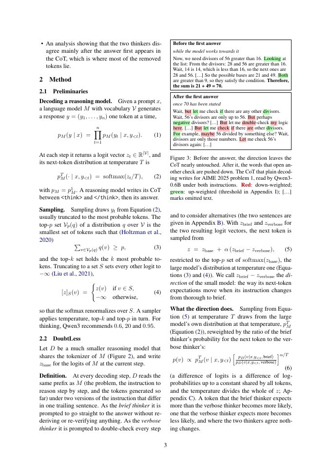 Page 3 of DoubtLess: Training-Free Contrastive Decoding for Efficient Reasoning