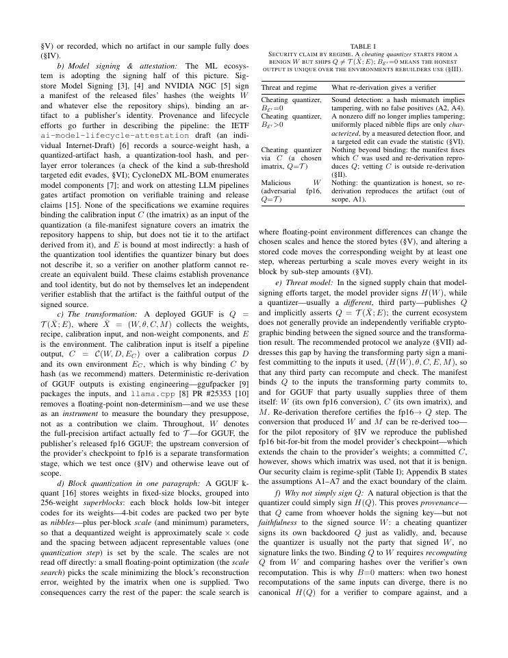 Page 3 of What You Sign Is Not What You Run: The Verifiability Gap in Quantized LLM Supply Chains