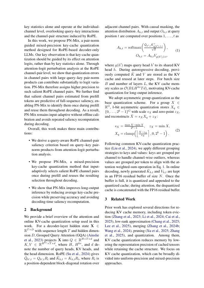 Page 2 of PN-Mix: Pair-Norm Guided Mixed-Precision Key Cache Quantization for Efficient Long-Output LLM Inference
