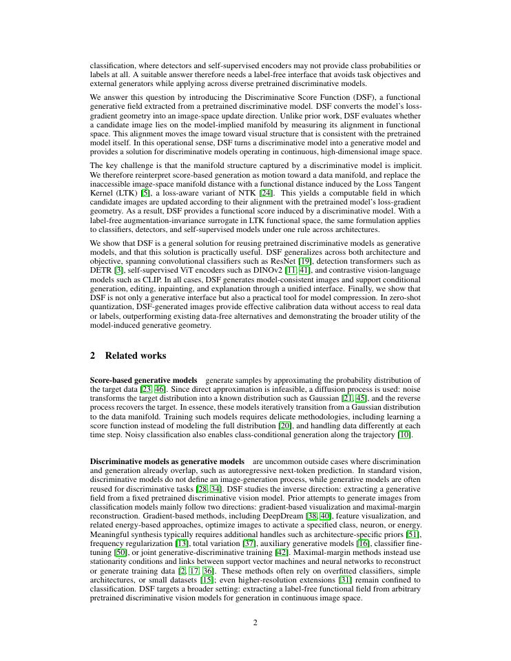 Page 2 of Discriminative Score Function: Turning Pretrained Models into Functional Generative Priors