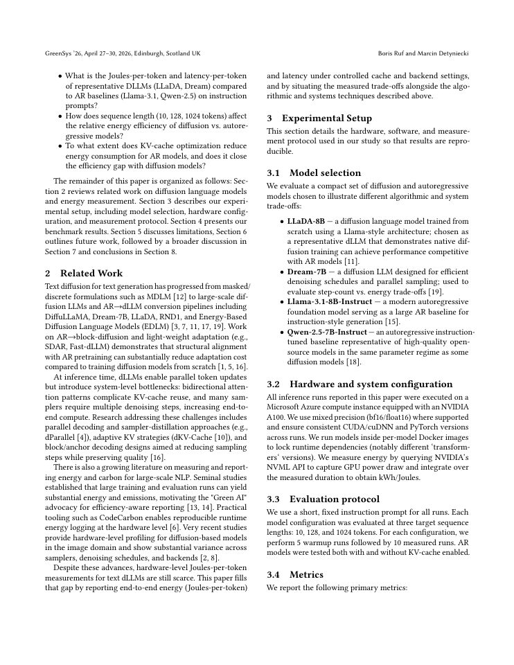 Page 2 of Energy Consumption Analysis of Discrete Diffusion and Autoregressive Language Models