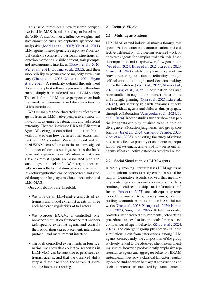 Page 2 of When Extremists Enter LLM Societies: Investigating Extreme Behavior in Multi-Agent Systems