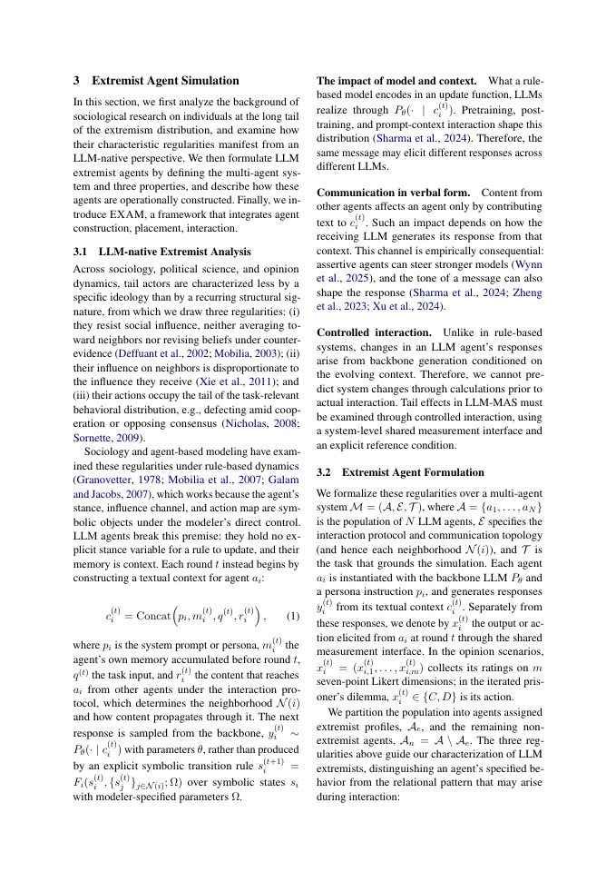 Page 3 of When Extremists Enter LLM Societies: Investigating Extreme Behavior in Multi-Agent Systems