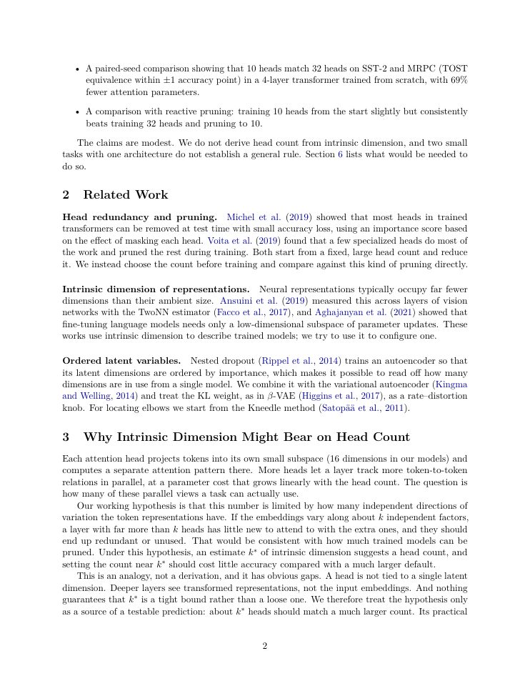 Page 2 of Choosing the Number of Attention Heads from Intrinsic Dimension: A Small-Scale Study