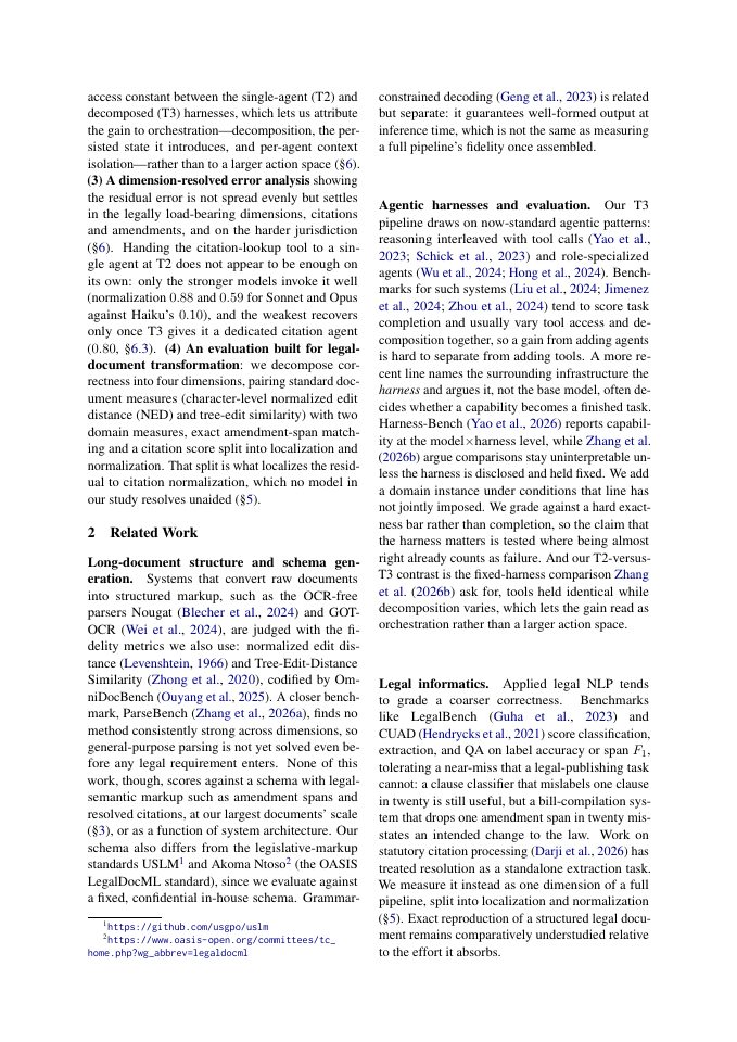 Page 2 of A Strong Harness Narrows the Model Gap: A Comparative Evaluation for Legislative Document-to-XML Conversion