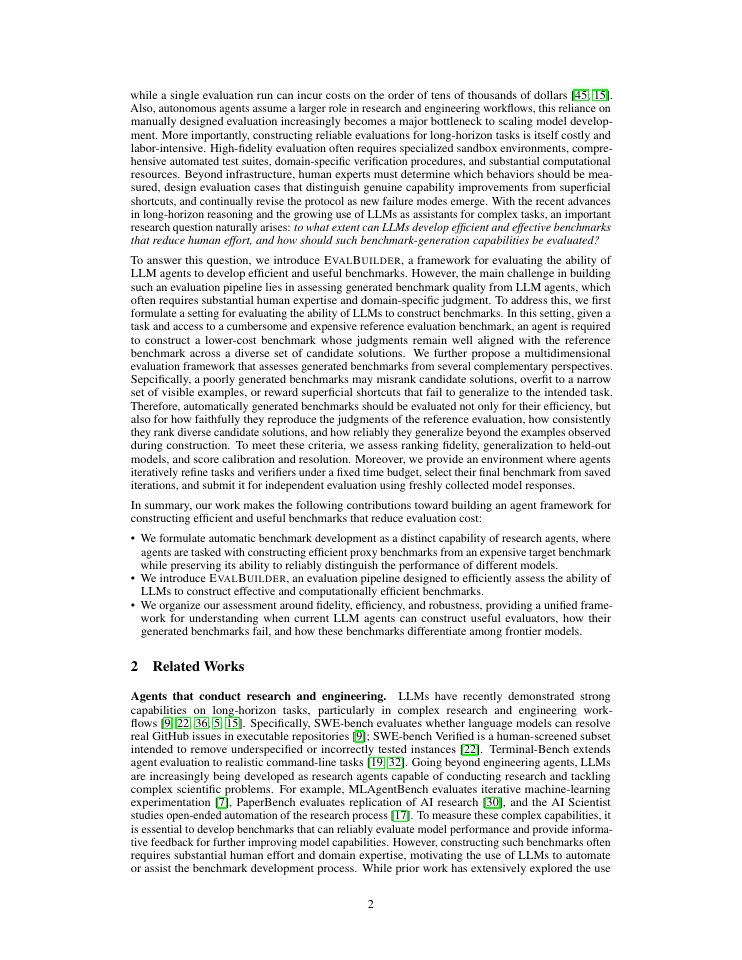 Page 2 of EvalBuilder: Can LLMs Build Efficient Benchmarks?