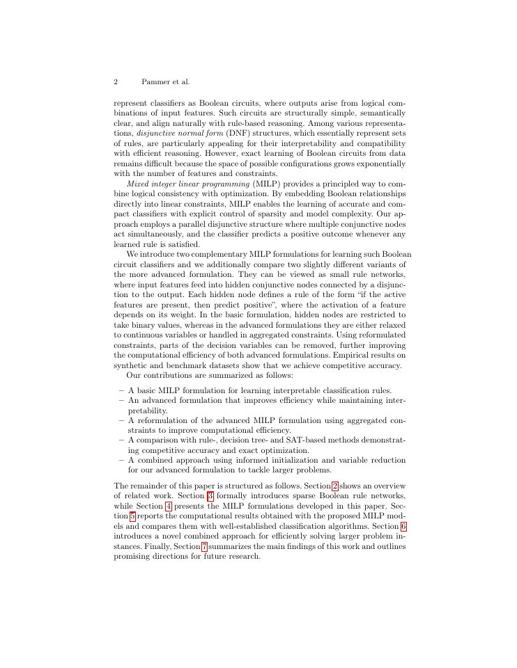 Page 2 of Optimizing Sparse Boolean Rule Networks using Mixed Integer Linear Programming