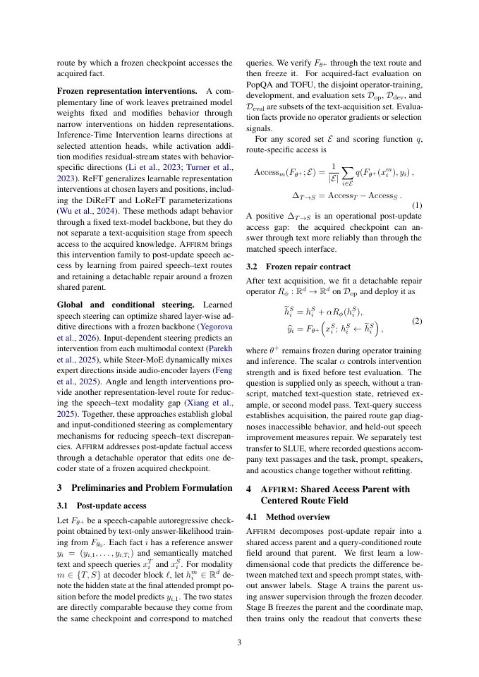 Page 3 of Repairing Speech Access After Text Updates with Frozen Affine Fields