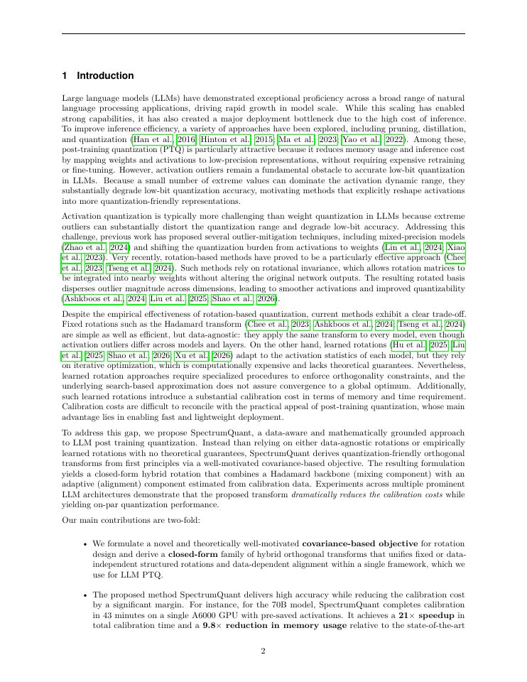 Page 2 of SpectrumQuant: Spectrum Alignment for LLM Quantization