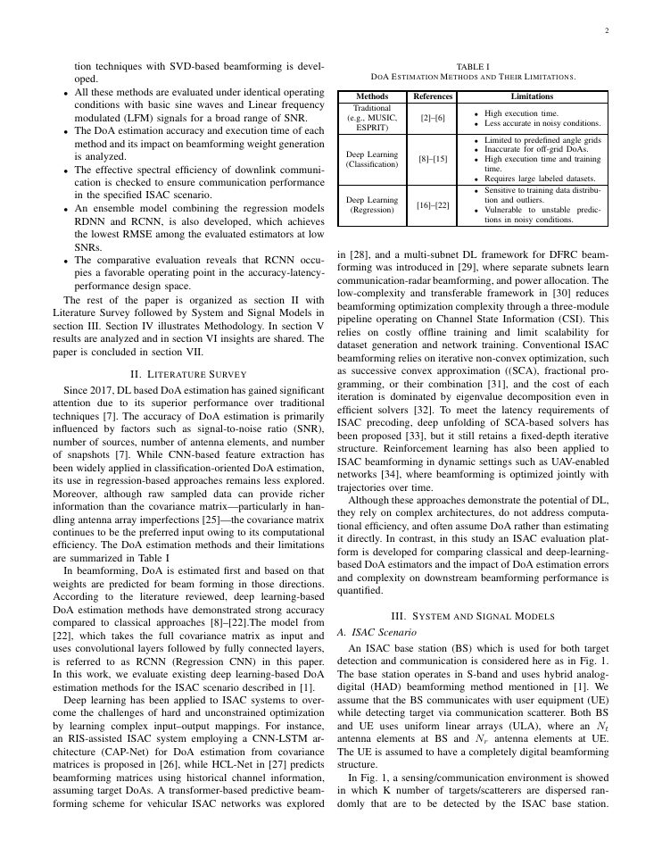 Page 2 of Comparative Evaluation of Deep-Learning based DoA Estimators for Real-Time ISAC Beamforming