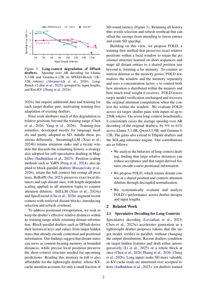 Page 2 of FOLD: Position-Free Far Memory with Local Order for Long-Context Speculative Decoding