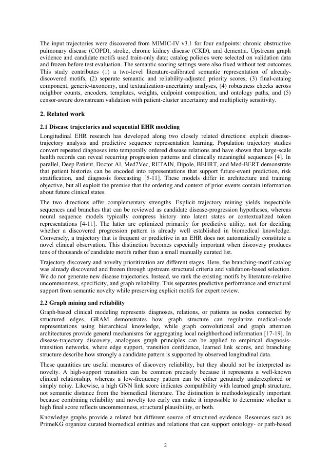 Page 2 of A Two-Level Clinical Novelty Prioritization Framework for Disease Trajectories Discovered from Longitudinal Electronic Health Records