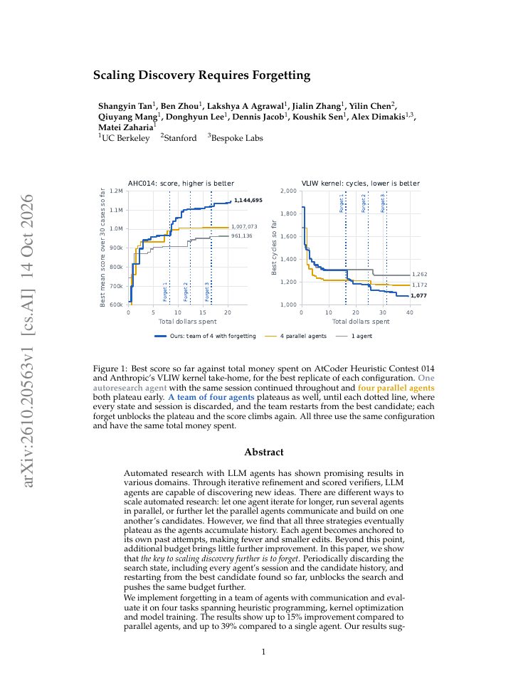 First page of Scaling Discovery Requires Forgetting