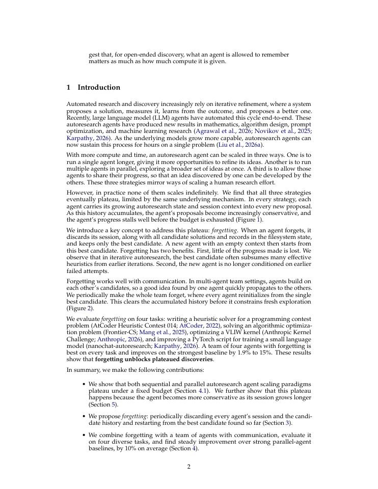 Page 2 of Scaling Discovery Requires Forgetting