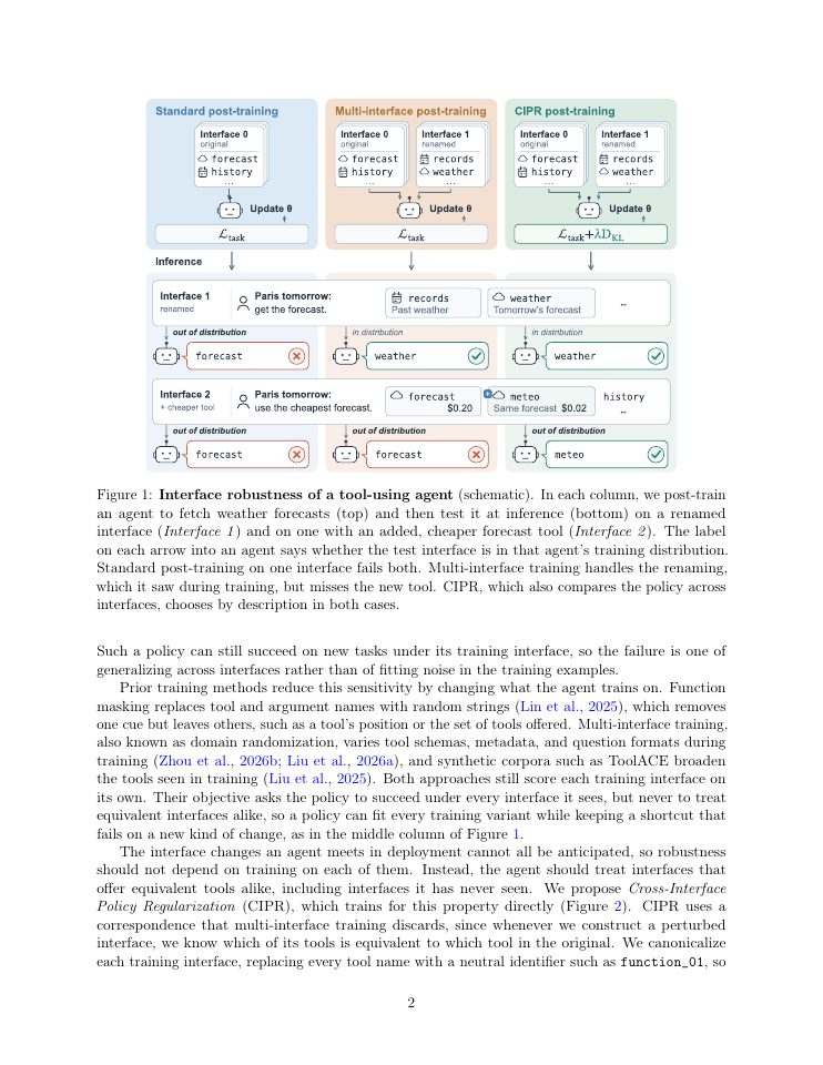 Page 2 of One Task, Many Interfaces: Simple Cross-Interface Consistency Training Improves LLM Agent Robustness