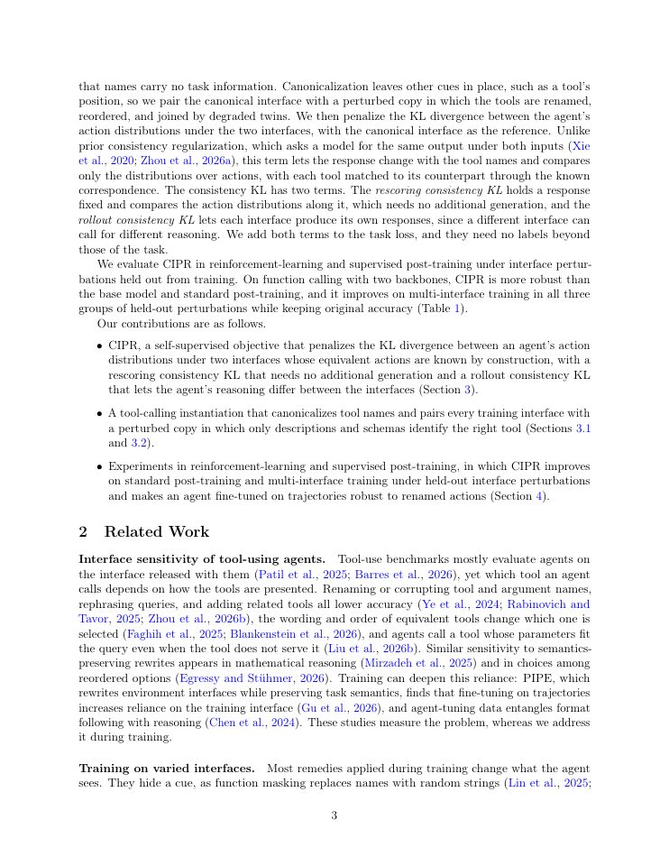 Page 3 of One Task, Many Interfaces: Simple Cross-Interface Consistency Training Improves LLM Agent Robustness