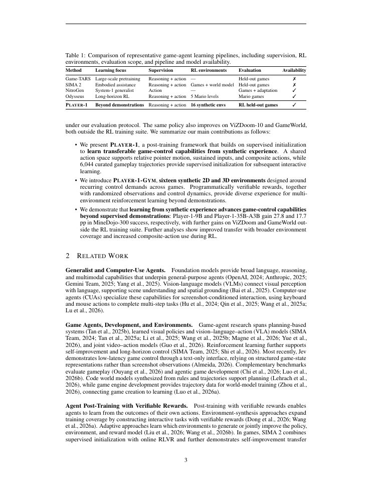 Page 3 of Player-1: Learning to Play from Synthetic Experience