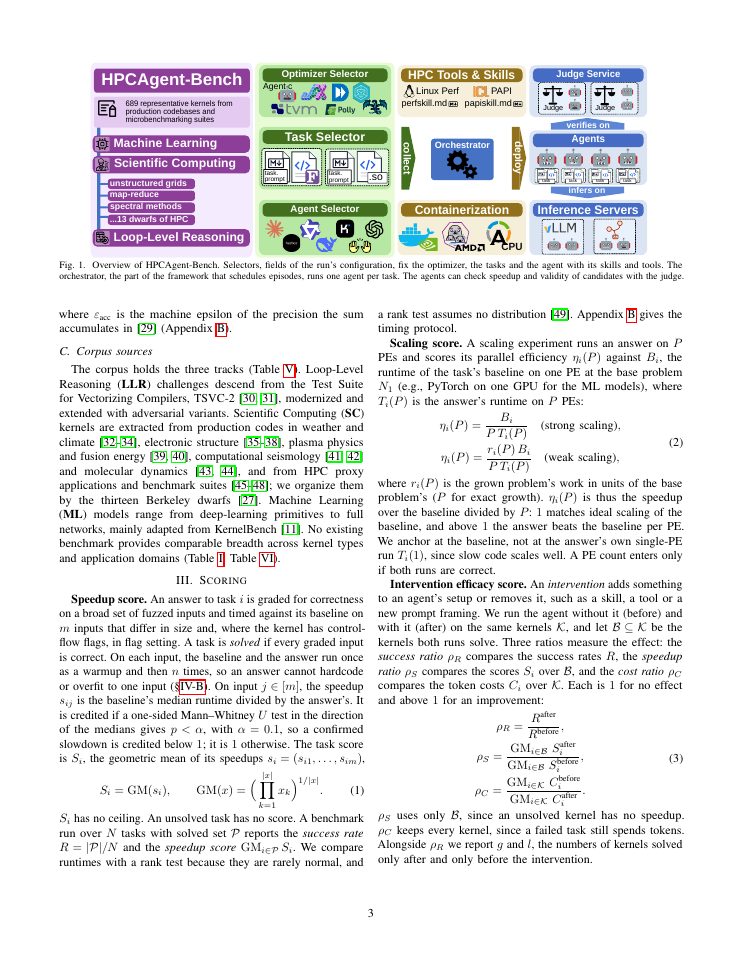 Page 3 of HPCAgent-Bench: A Framework for Sound Benchmarking of Code-Optimizing Agents, Harnesses, and Skills