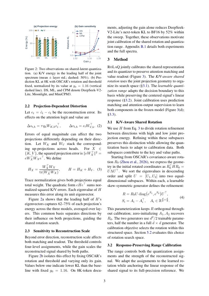Page 3 of RoLaQ: Joint Rotation and Range Calibration for 2-Bit KV Caches in Multi-Head Latent Attention