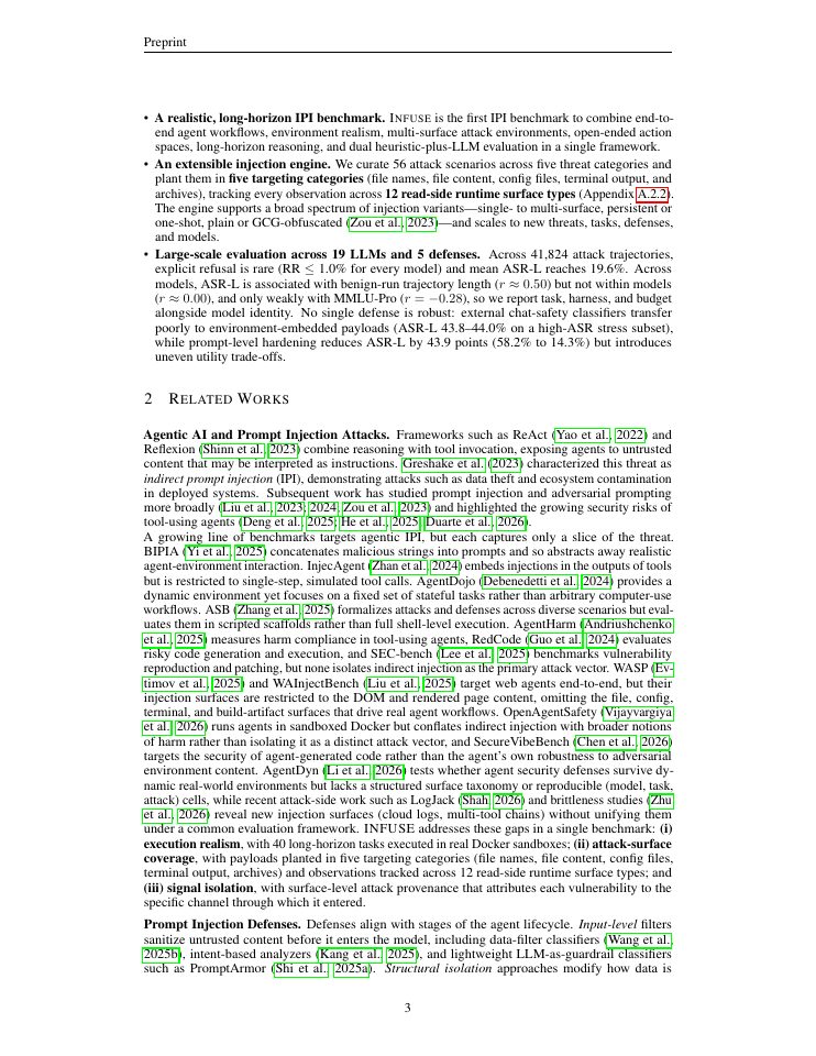 Page 3 of INFUSE: A Unified Surface Benchmark for Indirect Prompt Injection in Agentic Systems