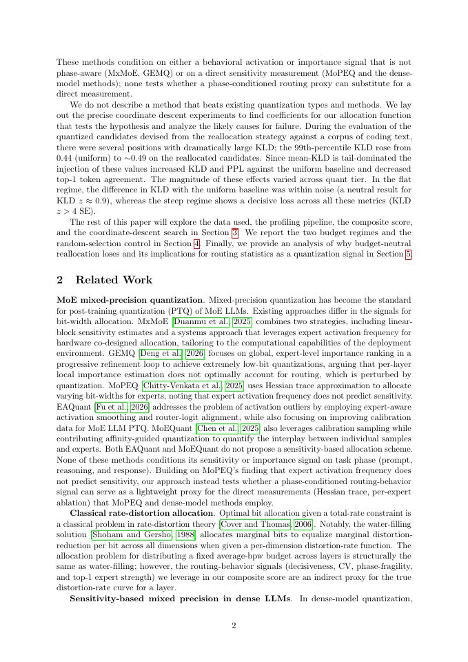 Page 2 of Task-Phase-Conditioned Expert Routing Is Not a Reliable Proxy for Quantization Sensitivity in MoE FFN Tensors