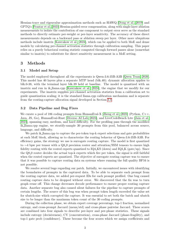 Page 3 of Task-Phase-Conditioned Expert Routing Is Not a Reliable Proxy for Quantization Sensitivity in MoE FFN Tensors