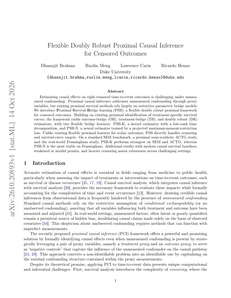 First page of Flexible Doubly Robust Proximal Causal Inference for Censored Outcomes