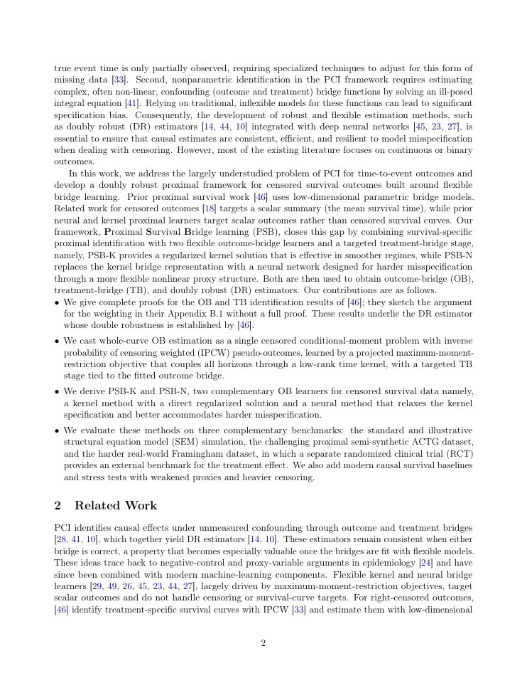 Page 2 of Flexible Doubly Robust Proximal Causal Inference for Censored Outcomes