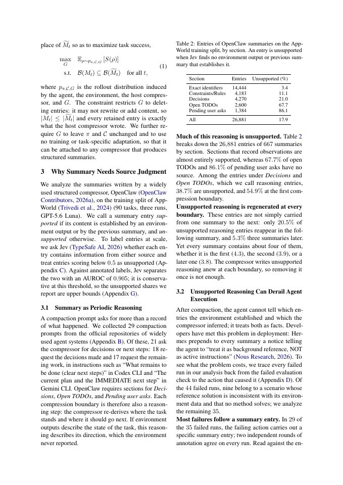 Page 3 of Prune the Summary, Not the History: Source-Judged Compaction for Long-Horizon Agents