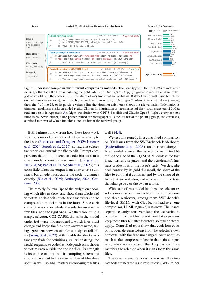 Page 2 of Skip the Compressor: Coding Agents Fix More Issues When They Pick Whole Files