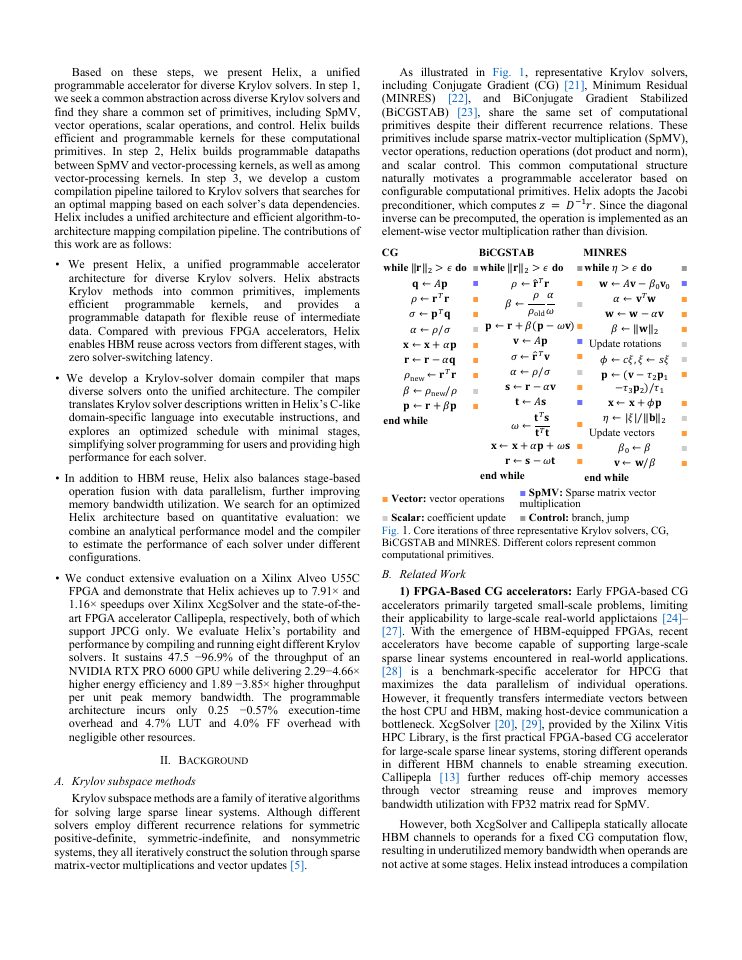 Page 2 of Helix: A Unified Programmable Accelerator for Diverse Krylov Subspace Solvers