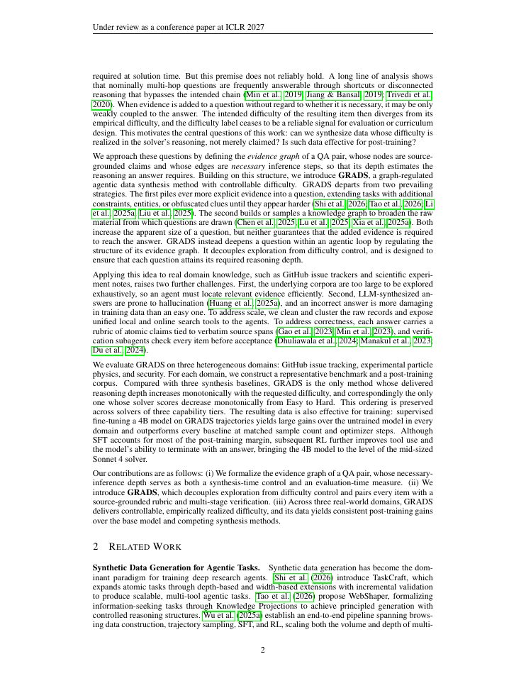 Page 2 of GRADS: Graph-Regulated Agentic Data Synthesis with Controllable Difficulty