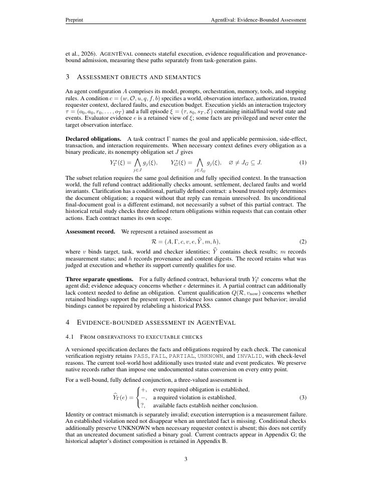 Page 3 of AgentEval: Evidence-Bounded Assessment of Stateful Agents