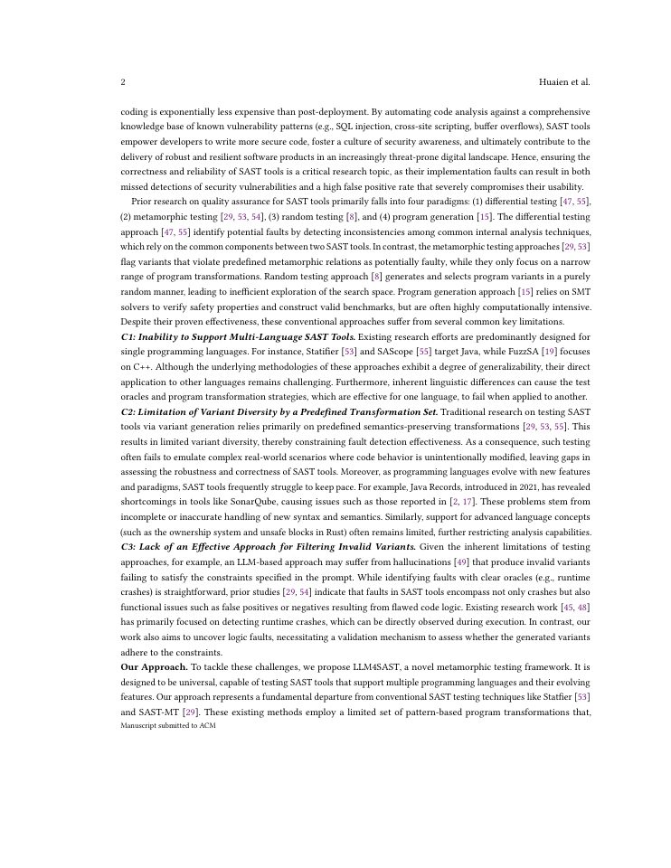Page 2 of Combining LLM and Dynamic Analysis for Universal Testing of Static Application Security Testing Tools