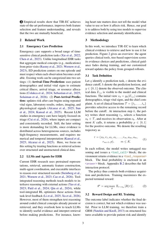 Page 3 of Incentivizing Tool-Use Reinforcement Learning for Post-Arrival Emergency Care Prediction